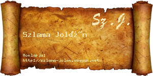Szlama Jolán névjegykártya